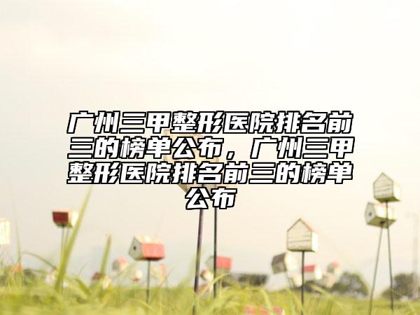 廣州三甲整形醫(yī)院排名前三的榜單公布，廣州三甲整形醫(yī)院排名前三的榜單公布