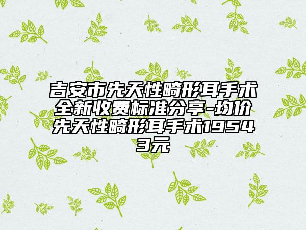 吉安市先天性畸形耳手術(shù)全新收費(fèi)標(biāo)準(zhǔn)分享-均價(jià)先天性畸形耳手術(shù)19543元