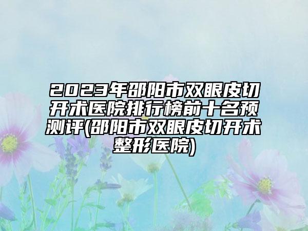 2023年邵陽市雙眼皮切開術(shù)醫(yī)院排行榜前十名預(yù)測評(邵陽市雙眼皮切開術(shù)整形醫(yī)院)