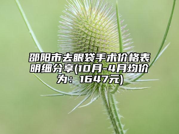 邵陽(yáng)市去眼袋手術(shù)價(jià)格表明細(xì)分享(10月-4月均價(jià)為：1647元)