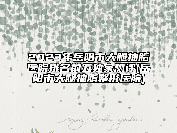 2023年岳陽市大腿抽脂醫(yī)院排名前五獨(dú)家測(cè)評(píng)(岳陽市大腿抽脂整形醫(yī)院)