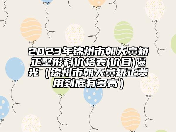 2023年錦州市朝天鼻矯正整形科價(jià)格表(價(jià)目)曝光（錦州市朝天鼻矯正費(fèi)用到底有多高）