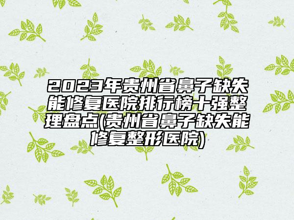 2023年貴州省鼻子缺失能修復(fù)醫(yī)院排行榜十強(qiáng)整理盤(pán)點(diǎn)(貴州省鼻子缺失能修復(fù)整形醫(yī)院)