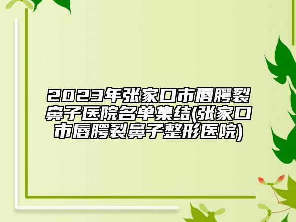 2023年張家口市唇腭裂鼻子醫(yī)院名單集結(jié)(張家口市唇腭裂鼻子整形醫(yī)院)