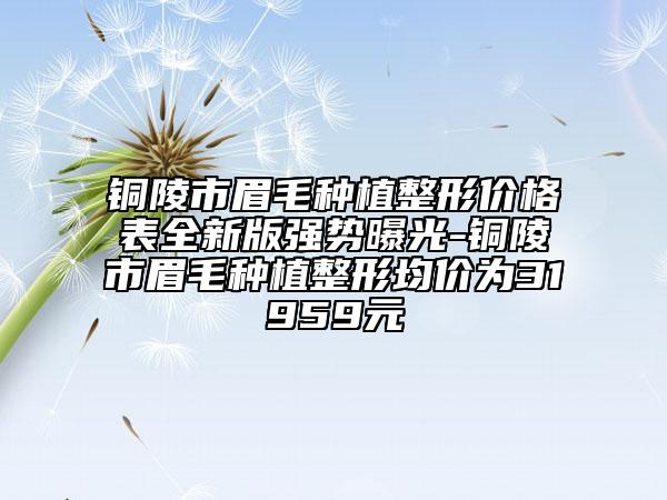 銅陵市眉毛種植整形價(jià)格表全新版強(qiáng)勢曝光-銅陵市眉毛種植整形均價(jià)為31959元
