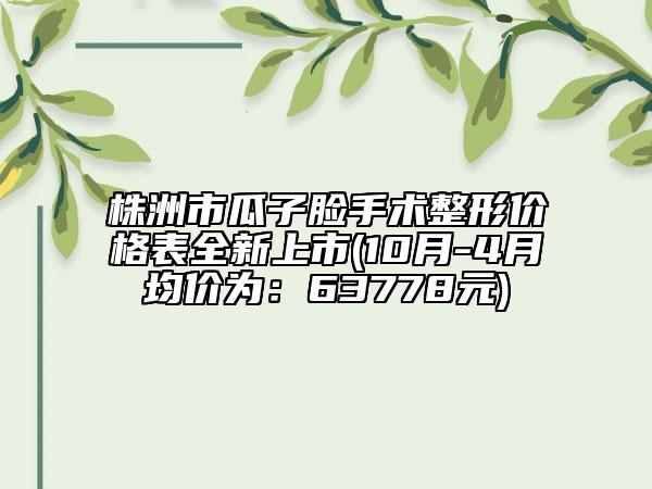 株洲市瓜子臉手術整形價格表全新上市(10月-4月均價為：63778元)