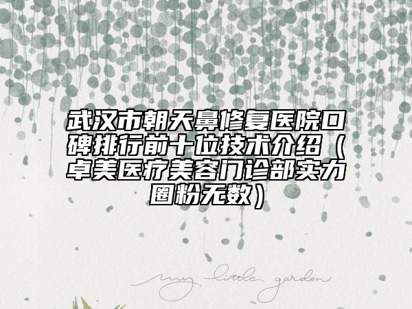 武漢市朝天鼻修復醫(yī)院口碑排行前十位技術介紹（卓美醫(yī)療美容門診部實力圈粉無數(shù)）