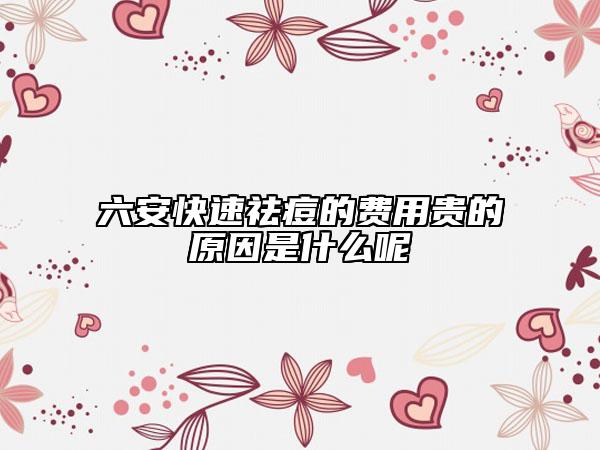 六安快速祛痘的費(fèi)用貴的原因是什么呢