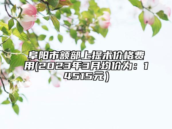 阜陽市額部上提術(shù)價(jià)格費(fèi)用(2023年3月均價(jià)為:14515元)