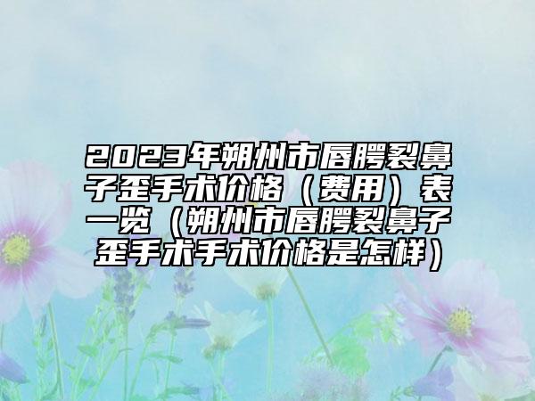 2023年朔州市唇腭裂鼻子歪手術(shù)價(jià)格（費(fèi)用）表一覽（朔州市唇腭裂鼻子歪手術(shù)手術(shù)價(jià)格是怎樣）