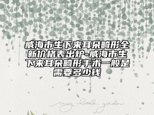 威海市生下來(lái)耳朵畸形全新價(jià)格表出爐-威海市生下來(lái)耳朵畸形手術(shù)一般是需要多少錢