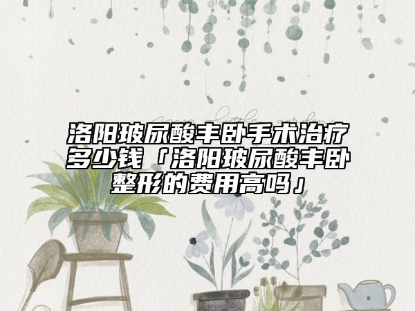 洛陽玻尿酸豐臥手術治療多少錢「洛陽玻尿酸豐臥整形的費用高嗎」