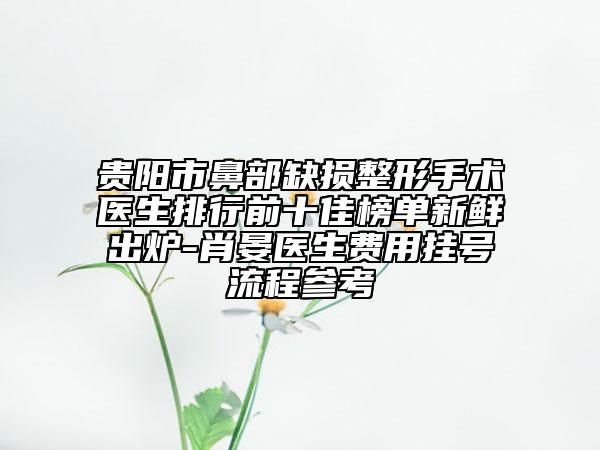 貴陽(yáng)市鼻部缺損整形手術(shù)醫(yī)生排行前十佳榜單新鮮出爐-肖晏醫(yī)生費(fèi)用掛號(hào)流程參考