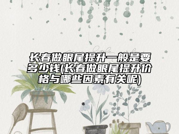 長春做眼尾提升一般是要多少錢(長春做眼尾提升價格與哪些因素有關(guān)呢)