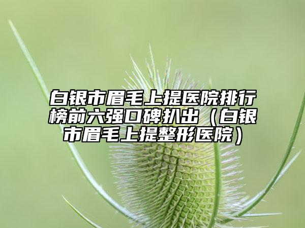 白銀市眉毛上提醫(yī)院排行榜前六強口碑扒出（白銀市眉毛上提整形醫(yī)院）