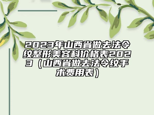 2023年山西省做去法令紋整形美容科價(jià)格表2023(山西省做去法令紋手術(shù)費(fèi)用表)