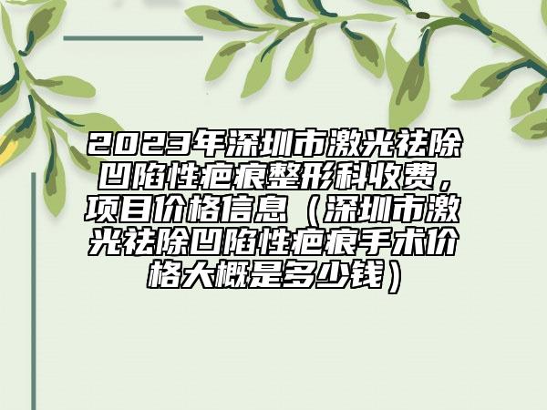 2023年深圳市激光祛除凹陷性疤痕整形科收費，項目價格信息（深圳市激光祛除凹陷性疤痕手術價格大概是多少錢）
