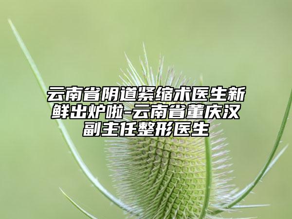 云南省陰道緊縮術醫(yī)生新鮮出爐啦-云南省董慶漢副主任整形醫(yī)生