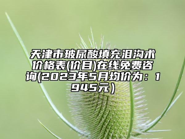 天津市玻尿酸填充淚溝術(shù)價(jià)格表(價(jià)目)在線免費(fèi)咨詢(2023年5月均價(jià)為：1945元）