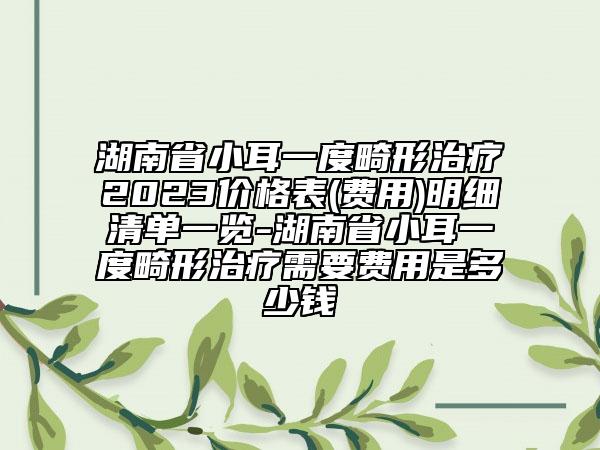 湖南省小耳一度畸形治療2023價(jià)格表(費(fèi)用)明細(xì)清單一覽-湖南省小耳一度畸形治療需要費(fèi)用是多少錢