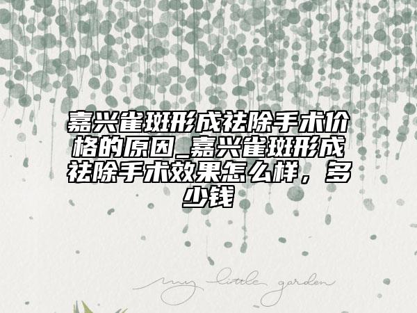 嘉興雀斑形成祛除手術(shù)價(jià)格的原因_嘉興雀斑形成祛除手術(shù)效果怎么樣，多少錢