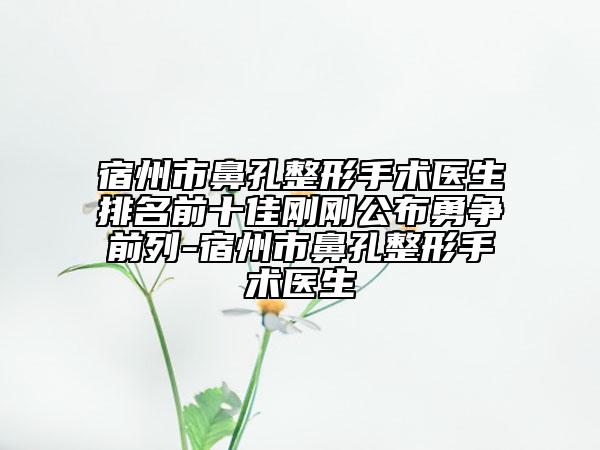 宿州市鼻孔整形手術(shù)醫(yī)生排名前十佳剛剛公布勇爭(zhēng)前列-宿州市鼻孔整形手術(shù)醫(yī)生