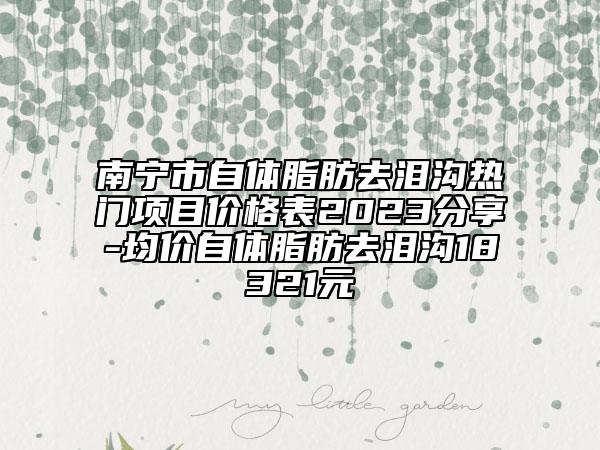 南寧市自體脂肪去淚溝熱門項目價格表2023分享-均價自體脂肪去淚溝18321元