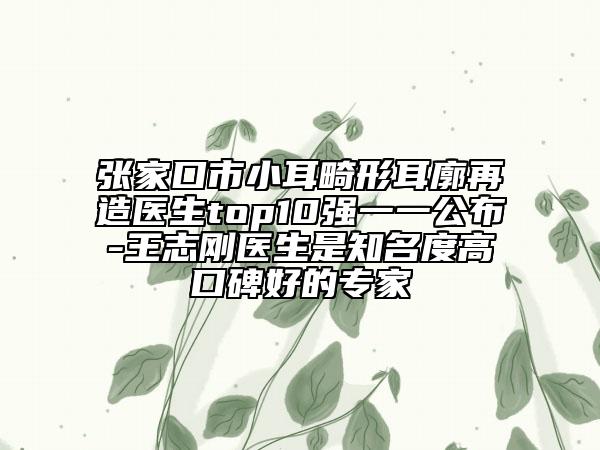 張家口市小耳畸形耳廓再造醫(yī)生top10強(qiáng)一一公布-王志剛醫(yī)生是知名度高口碑好的專家