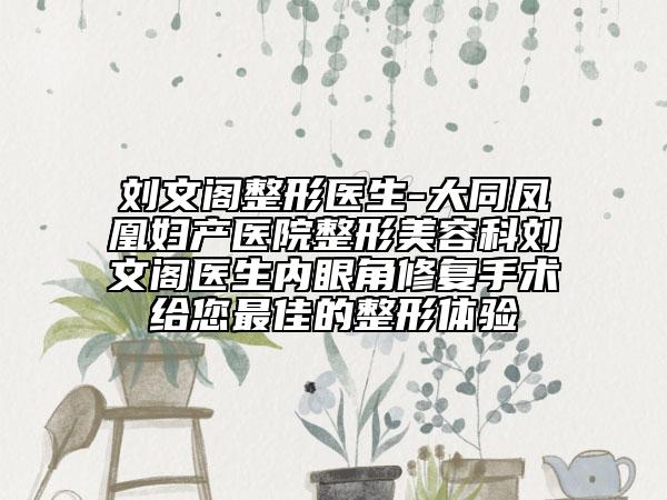 劉文閣整形醫(yī)生-大同鳳凰婦產(chǎn)醫(yī)院整形美容科劉文閣醫(yī)生內(nèi)眼角修復(fù)手術(shù)給您最佳的整形體驗(yàn)