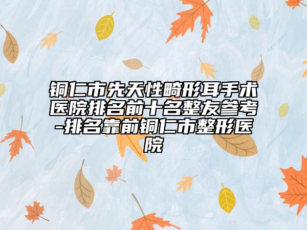 銅仁市先天性畸形耳手術醫(yī)院排名前十名整友參考-排名靠前銅仁市整形醫(yī)院