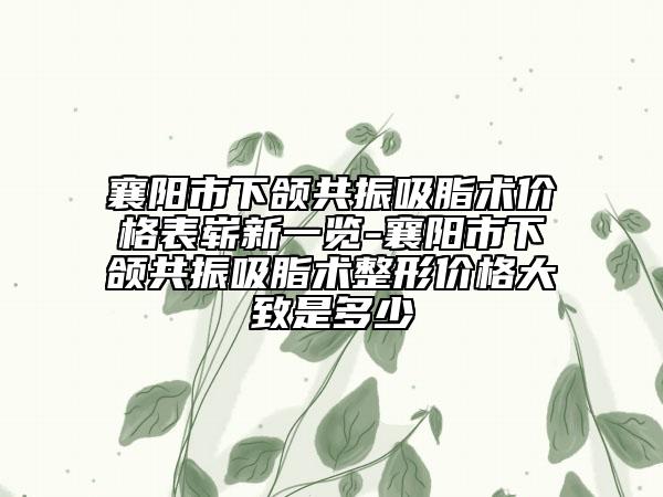 襄陽市下頜共振吸脂術(shù)價格表嶄新一覽-襄陽市下頜共振吸脂術(shù)整形價格大致是多少