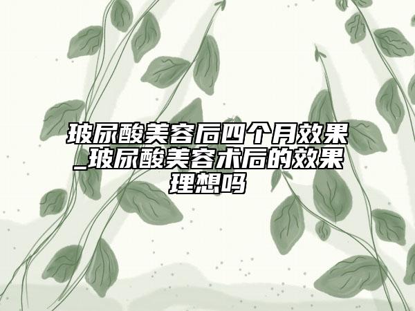 玻尿酸美容后四個(gè)月效果_玻尿酸美容術(shù)后的效果理想嗎