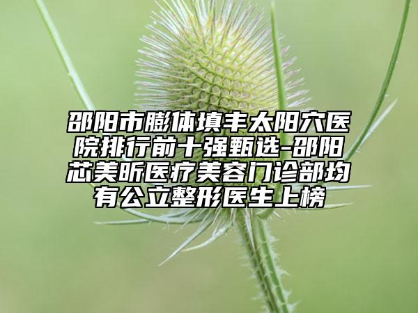 邵陽市膨體填豐太陽穴醫(yī)院排行前十強(qiáng)甄選-邵陽芯美昕醫(yī)療美容門診部均有公立整形醫(yī)生上榜