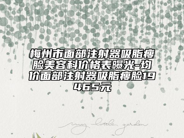 梅州市面部注射器吸脂瘦臉美容科價格表曝光-均價面部注射器吸脂瘦臉19465元