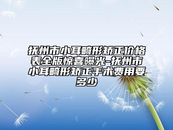 撫州市小耳畸形矯正價(jià)格表全版驚喜曝光-撫州市小耳畸形矯正手術(shù)費(fèi)用要多少
