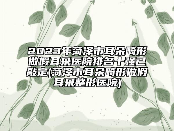 2023年菏澤市耳朵畸形做假耳朵醫(yī)院排名十強(qiáng)已敲定(菏澤市耳朵畸形做假耳朵整形醫(yī)院)