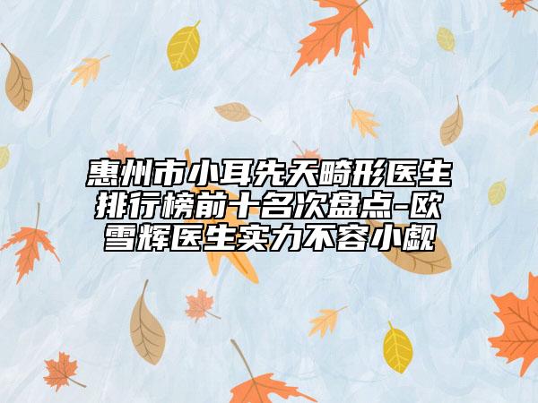 惠州市小耳先天畸形醫(yī)生排行榜前十名次盤點-歐雪輝醫(yī)生實力不容小覷