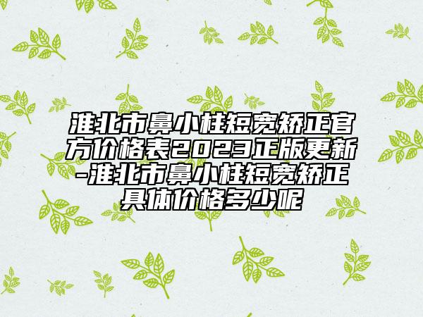 淮北市鼻小柱短寬矯正官方價格表2023正版更新-淮北市鼻小柱短寬矯正具體價格多少呢