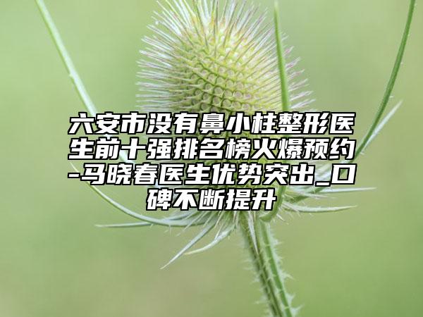 六安市沒有鼻小柱整形醫(yī)生前十強(qiáng)排名榜火爆預(yù)約-馬曉春醫(yī)生優(yōu)勢(shì)突出_口碑不斷提升