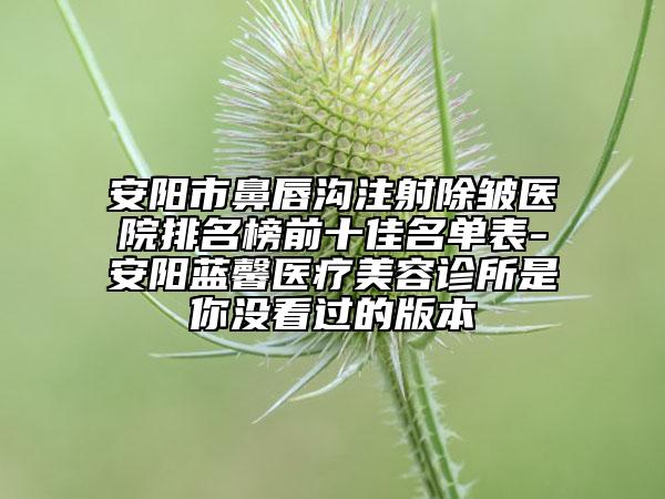 安陽市鼻唇溝注射除皺醫(yī)院排名榜前十佳名單表-安陽藍馨醫(yī)療美容診所是你沒看過的版本