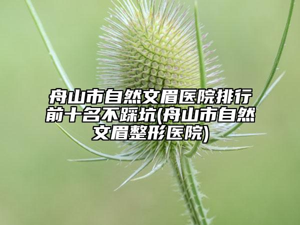 舟山市自然文眉醫(yī)院排行前十名不踩坑(舟山市自然文眉整形醫(yī)院)
