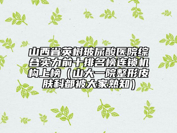 山西省英樹(shù)玻尿酸醫(yī)院綜合實(shí)力前十排名榜連鎖機(jī)構(gòu)上榜(山大一院整形皮膚科都被大家熟知)