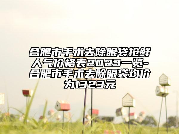 合肥市手術(shù)去除眼袋搶鮮人氣價格表2023一覽-合肥市手術(shù)去除眼袋均價為1323元