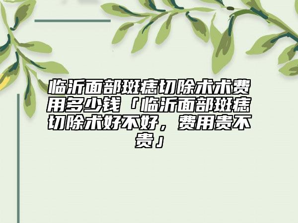 臨沂面部斑痣切除術(shù)術(shù)費(fèi)用多少錢「臨沂面部斑痣切除術(shù)好不好，費(fèi)用貴不貴」