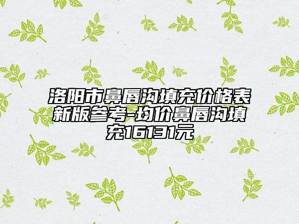 洛陽市鼻唇溝填充價格表新版參考-均價鼻唇溝填充16131元