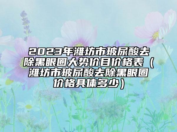 2023年濰坊市玻尿酸去除黑眼圈大勢(shì)價(jià)目?jī)r(jià)格表（濰坊市玻尿酸去除黑眼圈價(jià)格具體多少）