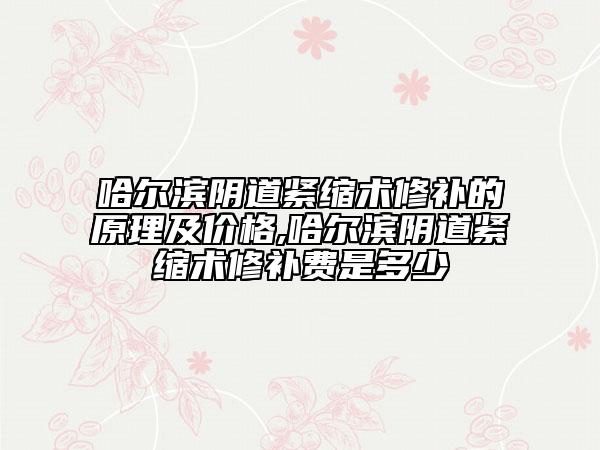哈爾濱陰道緊縮術(shù)修補的原理及價格,哈爾濱陰道緊縮術(shù)修補費是多少