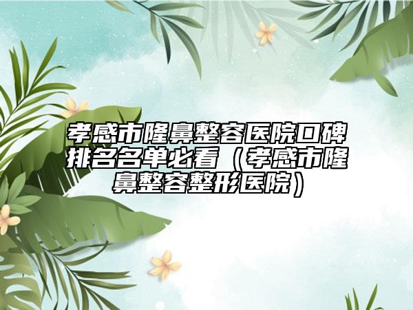 孝感市隆鼻整容醫(yī)院口碑排名名單必看（孝感市隆鼻整容整形醫(yī)院）