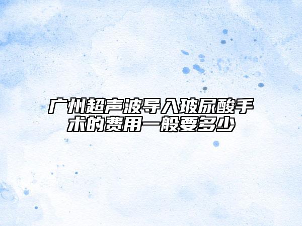 廣州超聲波導(dǎo)入玻尿酸手術(shù)的費(fèi)用一般要多少