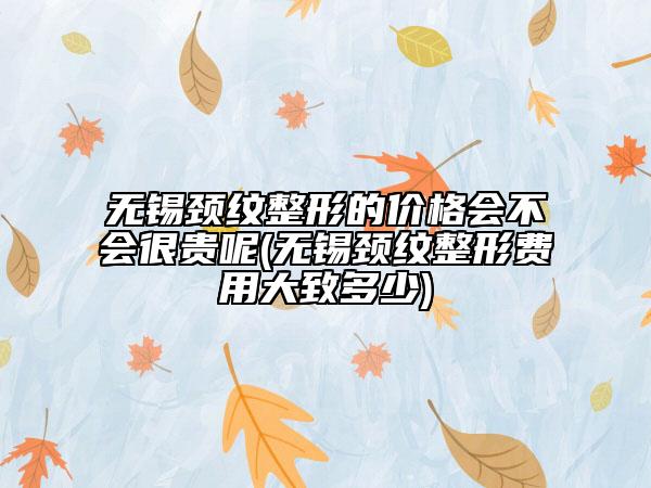 無錫頸紋整形的價(jià)格會(huì)不會(huì)很貴呢(無錫頸紋整形費(fèi)用大致多少)